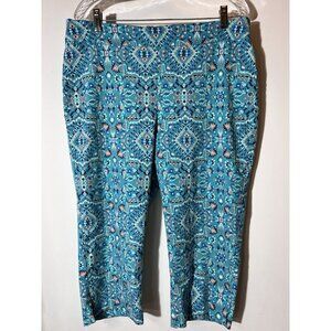 Counterparts Stretch Capri Pants Aqua floral print Women’s Size 2X